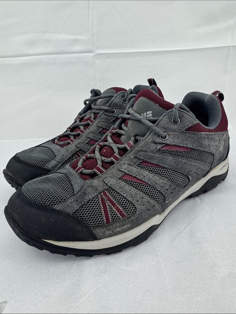 Columbia Womens Techlite Dakota Drifter Hiking Trail Shoes, Gray w/ Maroon, 10